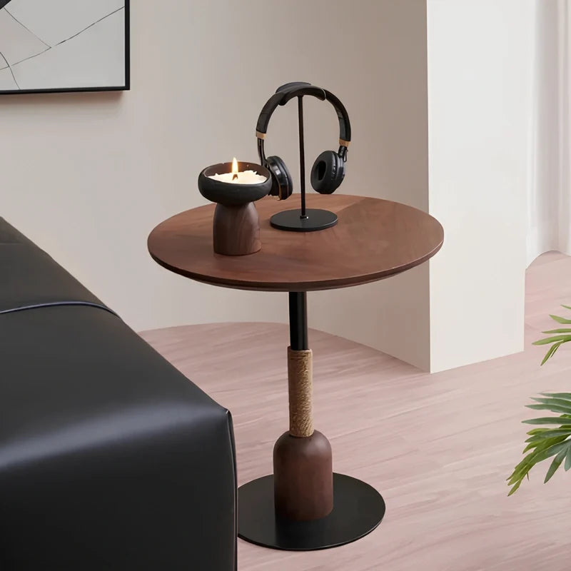 Sculptural cement and wood candle holder with textured volcanic-inspired design 11