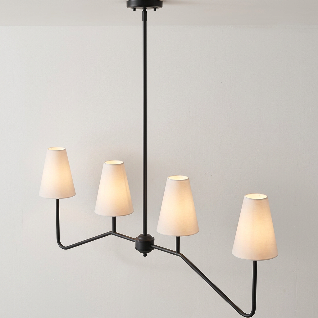 Sculptural industrial retro chandelier for stylish home lighting.