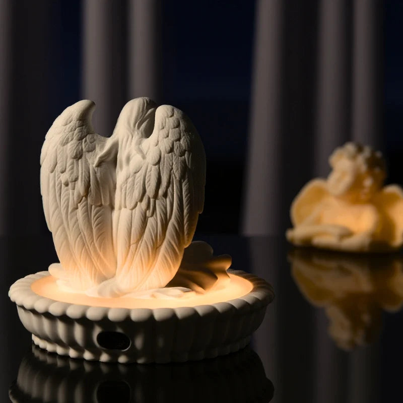 Serene Angel Aroma Light - Dimmable gypsum diffuser lamp with warm white glow and essential oil fragrance function 7