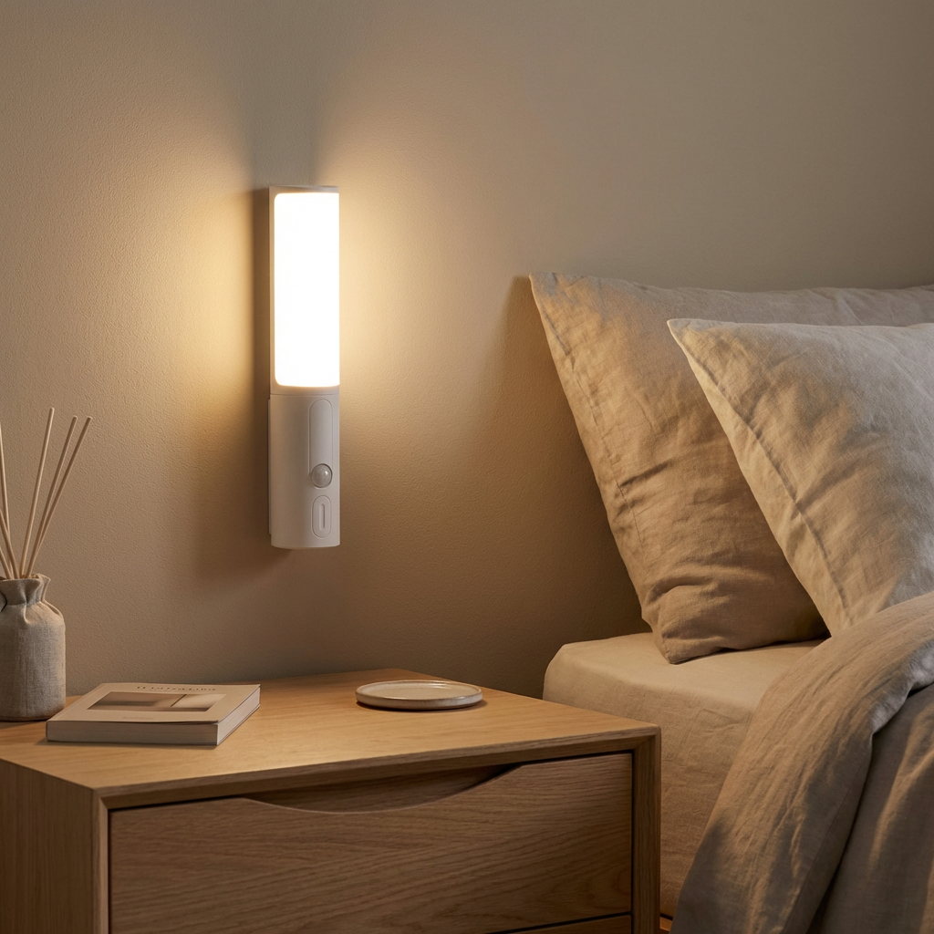 Smart Motion Sensor Night Light in white color, battery operated. 2