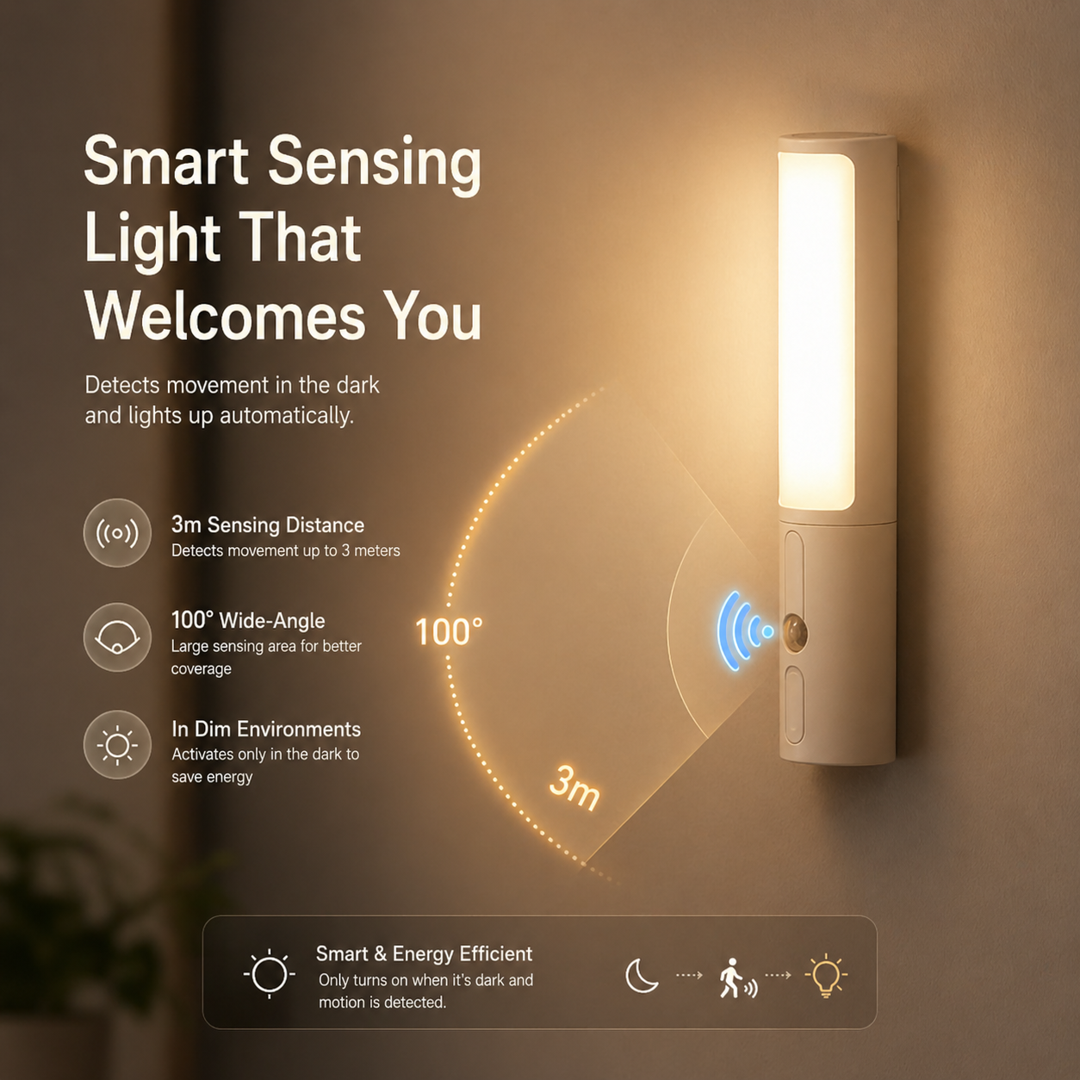 Smart Motion Sensor Night Light in white color, battery operated. 3