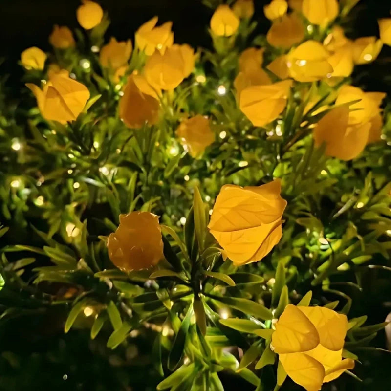 Solar flower lights with realistic blooms in warm and cool white colors for garden decoration 16