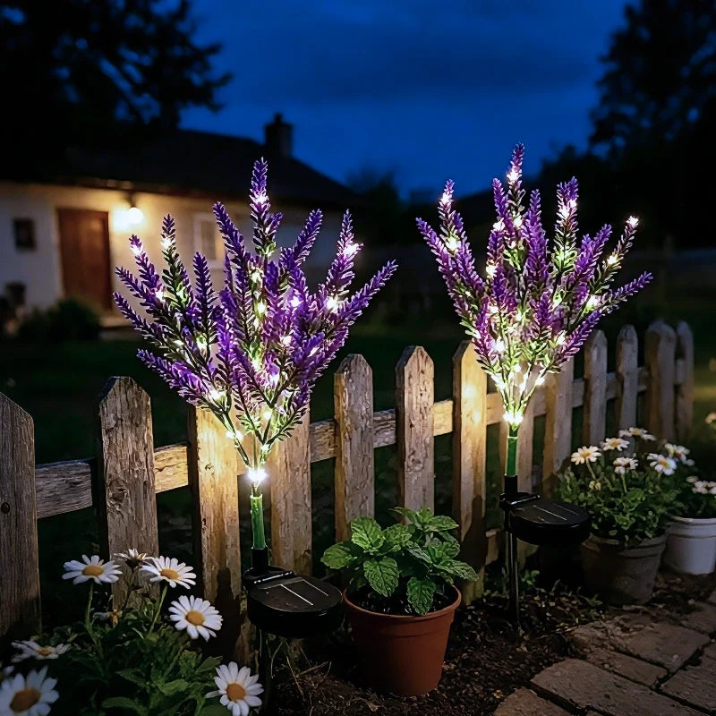 Solar flower lights with realistic blooms in warm and cool white colors for garden decoration 32