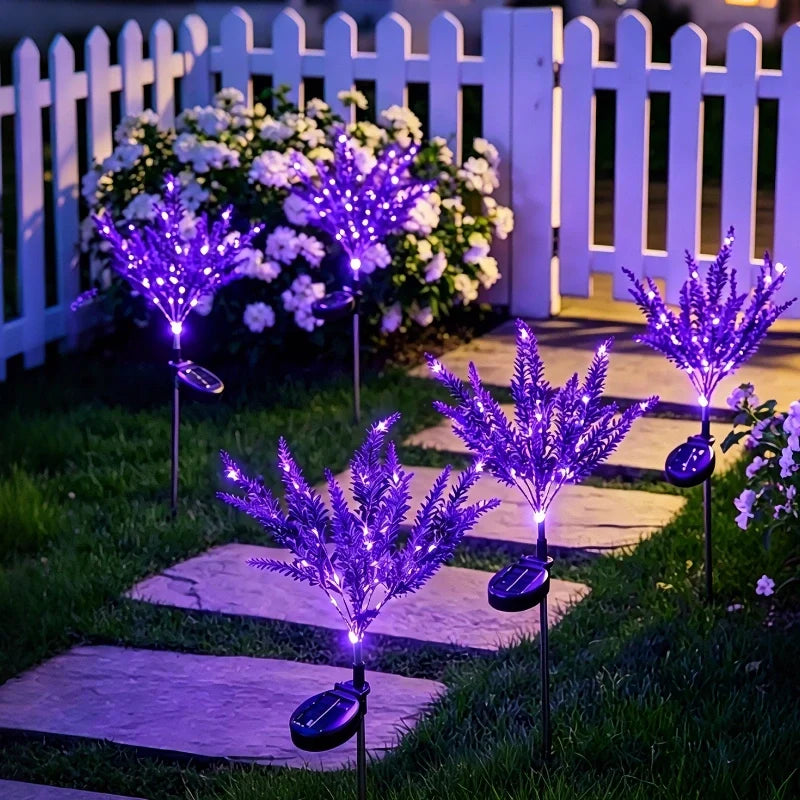 Solar flower lights with realistic blooms in warm and cool white colors for garden decoration 33