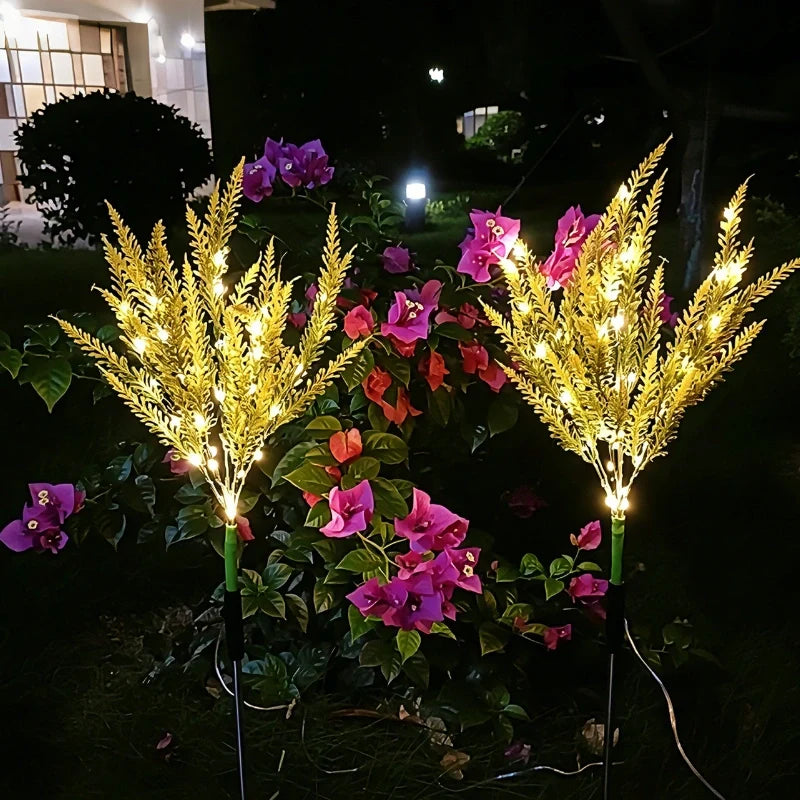 Solar flower lights with realistic blooms in warm and cool white colors for garden decoration 34