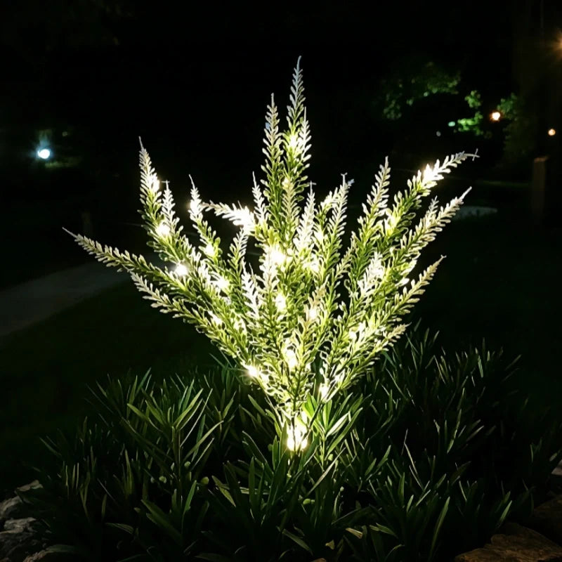 Solar flower lights with realistic blooms in warm and cool white colors for garden decoration 35