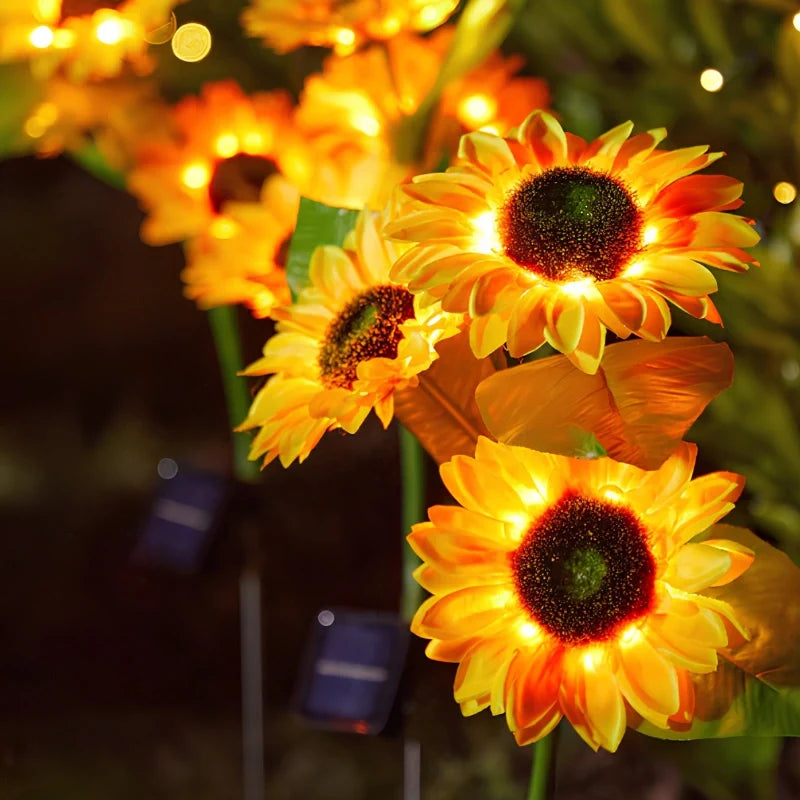 Solar flower lights with realistic blooms in warm and cool white colors for garden decoration 37