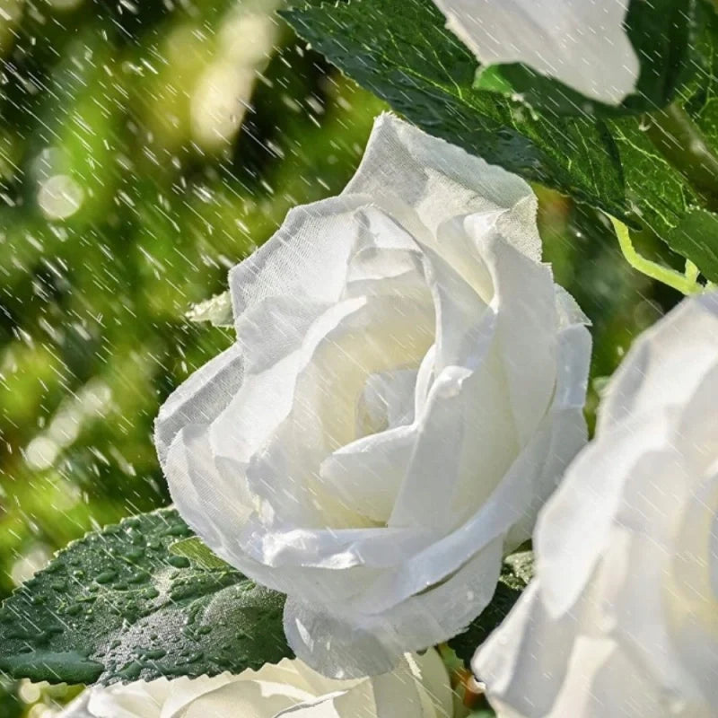 Solar flower lights with realistic blooms in warm and cool white colors for garden decoration 39