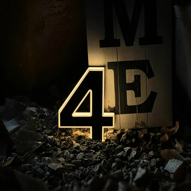 Solar-powered house number light with warm white LED illumination and modern matte black finish 8