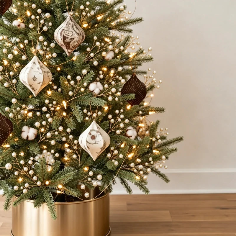 Sparkling decorative branches with beads and pearls on metallic stems for festive holiday décor 4