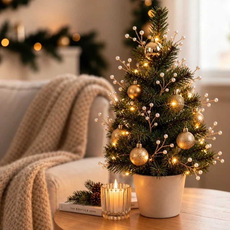 Sparkling decorative branches with beads and pearls on metallic stems for festive holiday décor 6