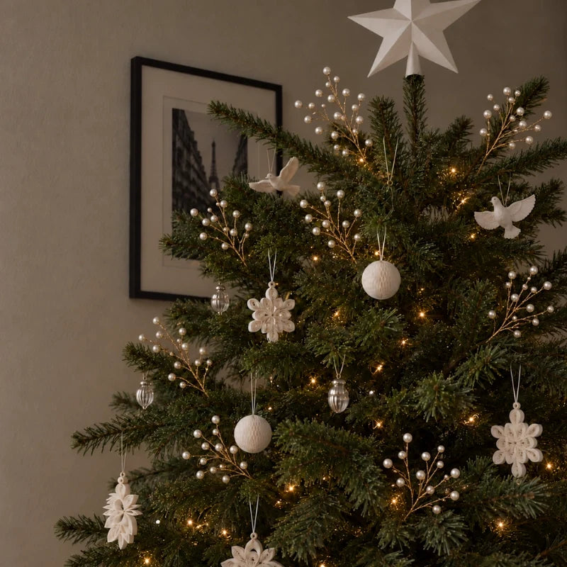 Sparkling decorative branches with beads and pearls on metallic stems for festive holiday décor 8