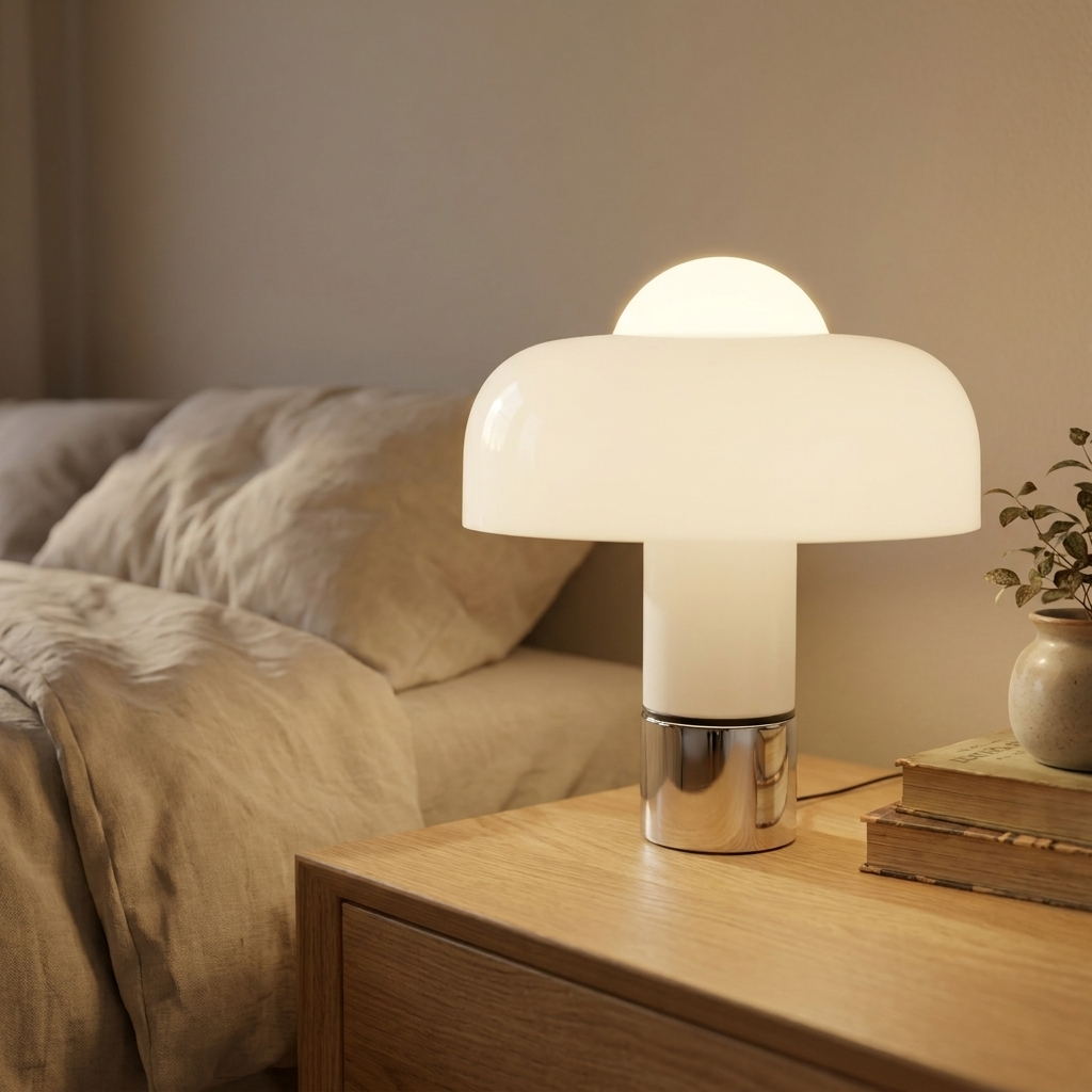 Retro stylish table lamp with acrylic dome and chrome base 2