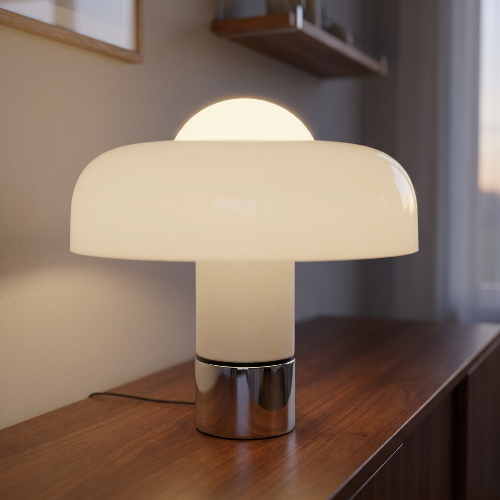 Retro stylish table lamp with acrylic dome and chrome base 3