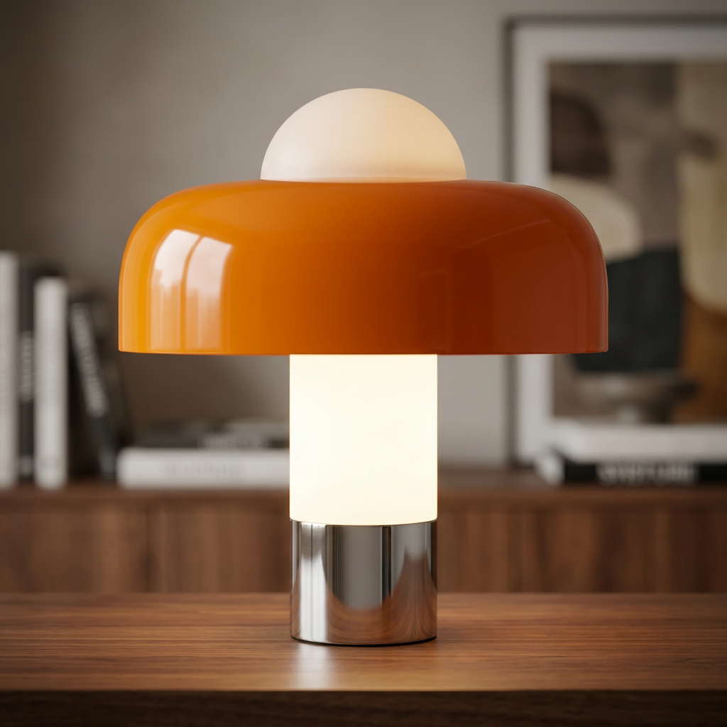 Retro stylish table lamp with acrylic dome and chrome base 4