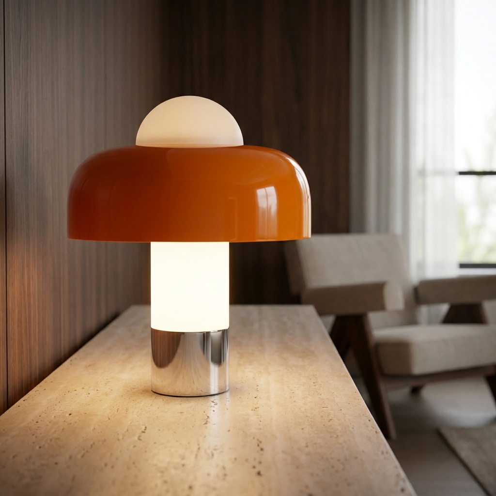 Retro stylish table lamp with acrylic dome and chrome base 5