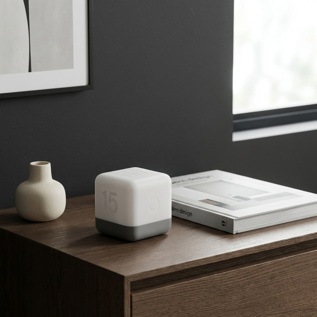 Soft glowing cube night light that turns off automatically. 6
