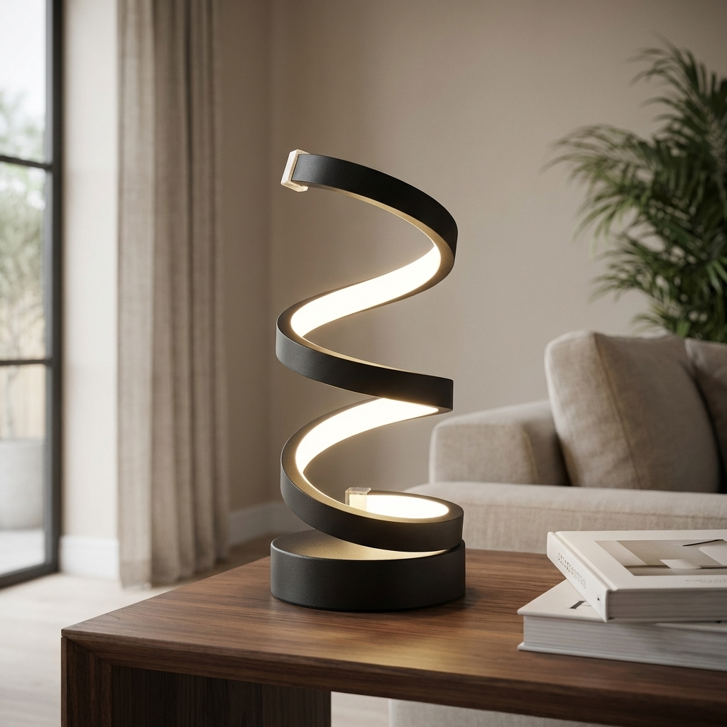 Elegant Spiral Table Lamp for modern home decor.
