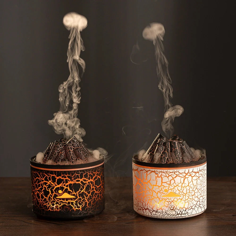Volcano-shaped humidifier with color-changing LED lights and dual spray modes for aromatherapy and skin hydration 3