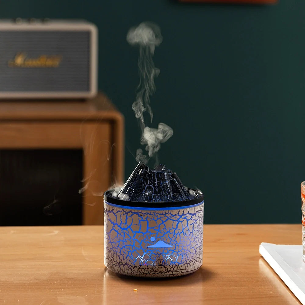 Volcano-shaped humidifier with color-changing LED lights and dual spray modes for aromatherapy and skin hydration 7