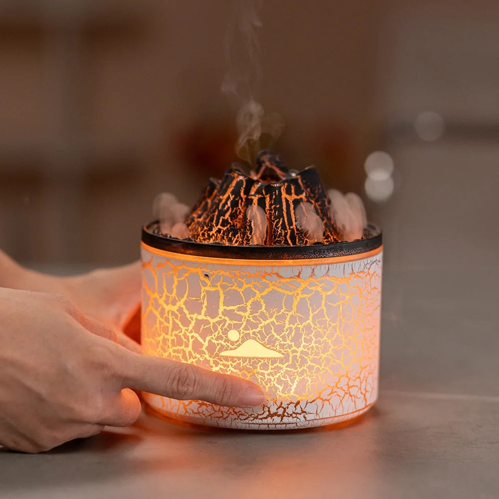 Volcano-shaped humidifier with color-changing LED lights and dual spray modes for aromatherapy and skin hydration 8