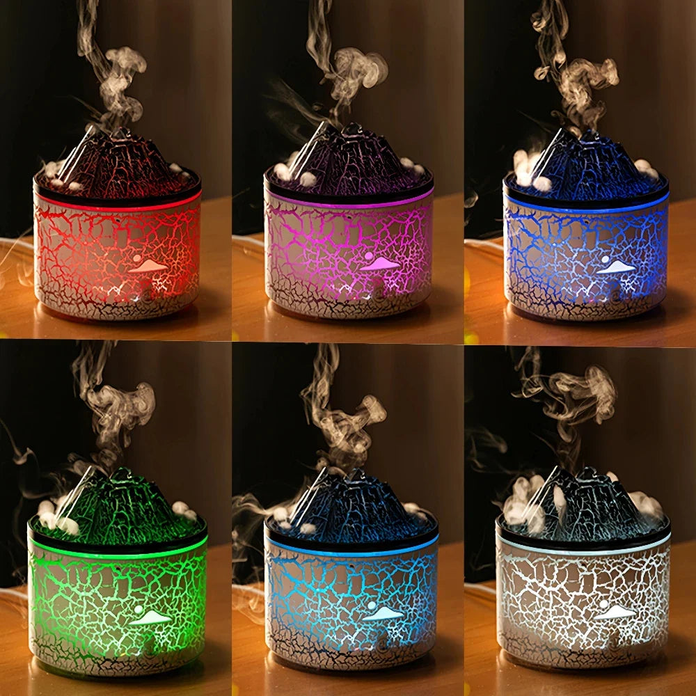 Volcano-shaped humidifier with color-changing LED lights and dual spray modes for aromatherapy and skin hydration 9