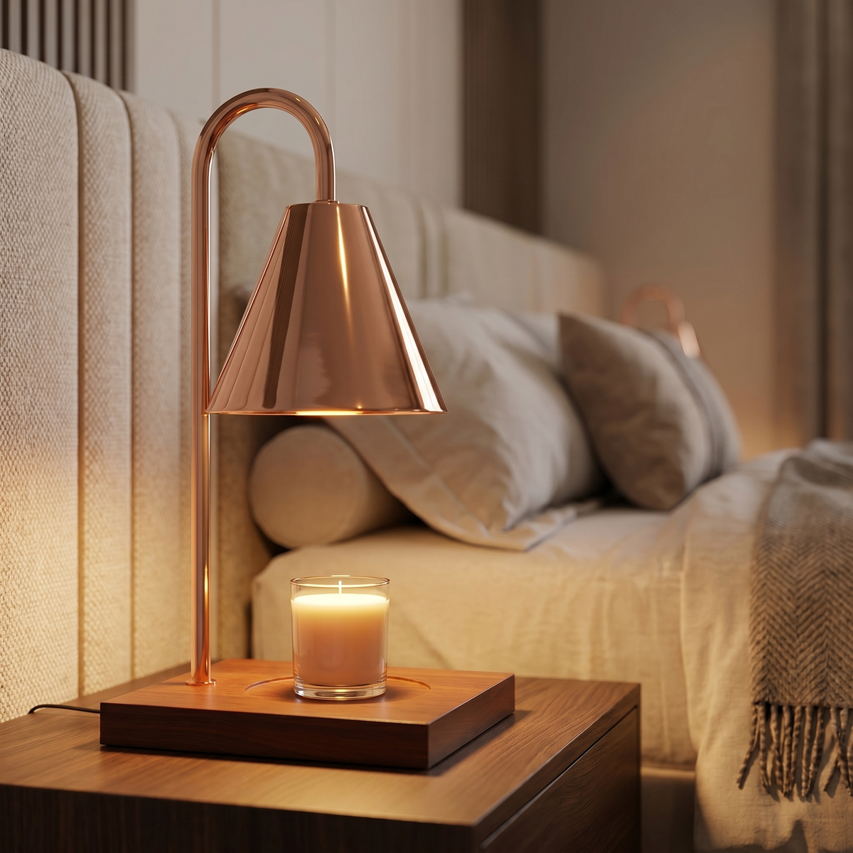 Elegant wax melt warmer lamp with stepless dimming feature. 4