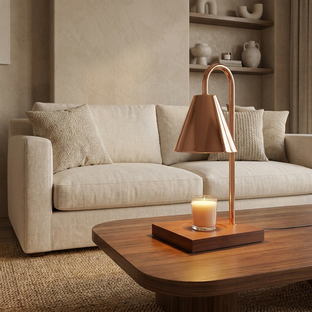 Elegant wax melt warmer lamp with stepless dimming feature. 6