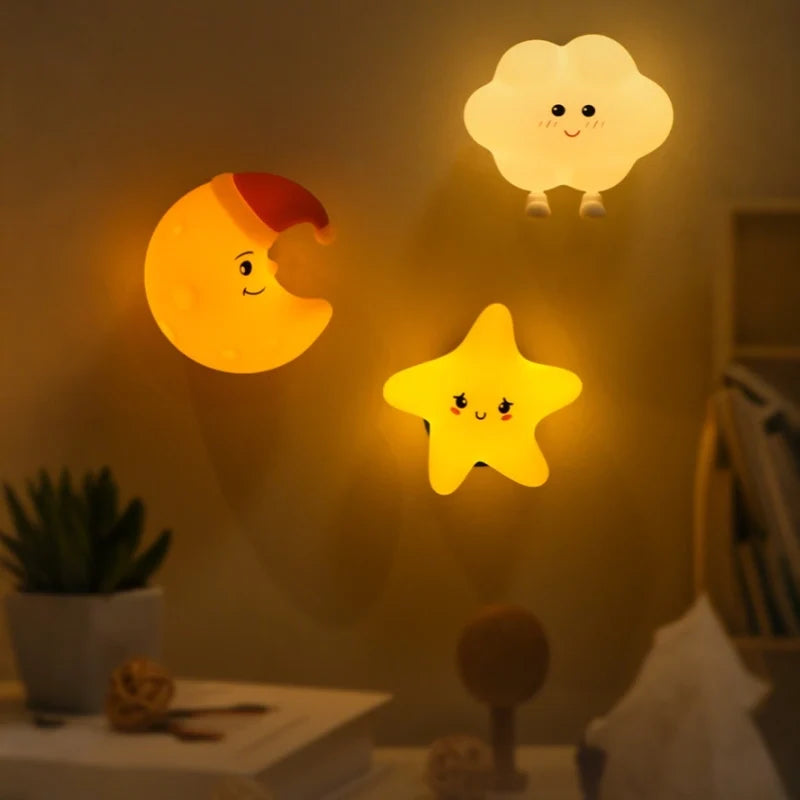 Whimsical DreamBuddies rechargeable night light in moon, star, and cloud shapes with warm white glow 5
