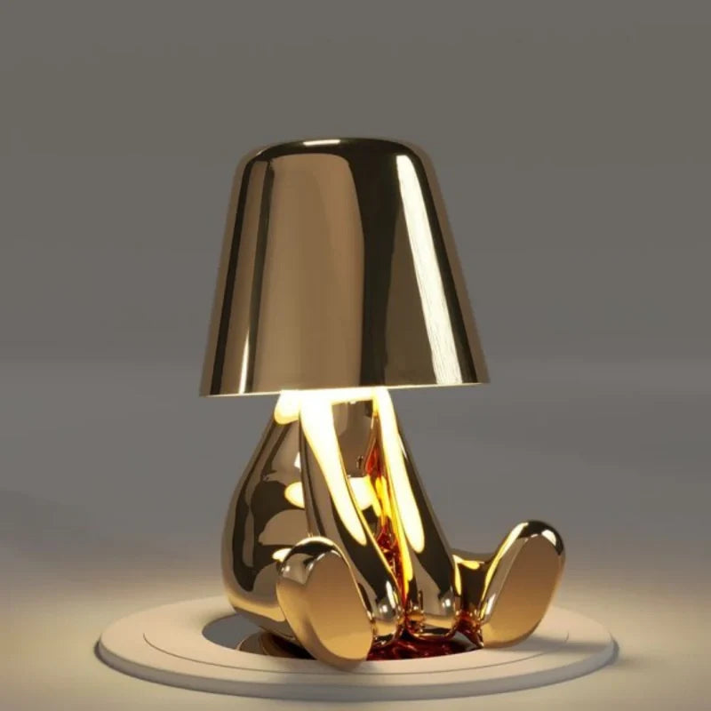 Whimsical thinker character cordless table lamp with touch dimming 10