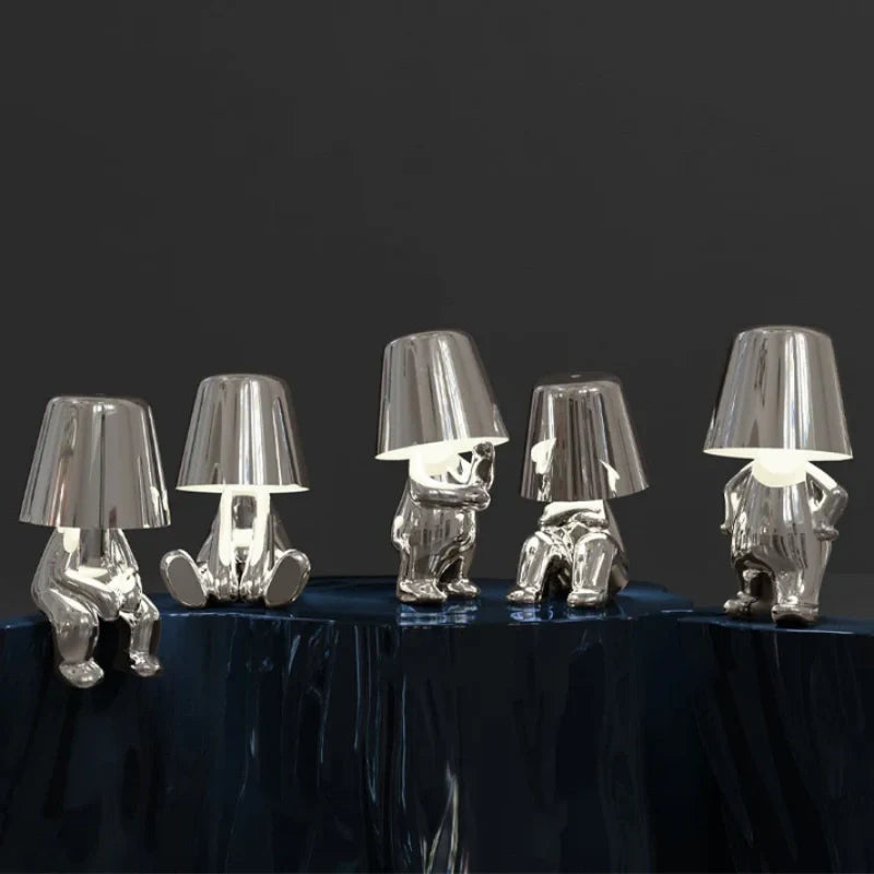 Whimsical thinker character cordless table lamp with touch dimming 5