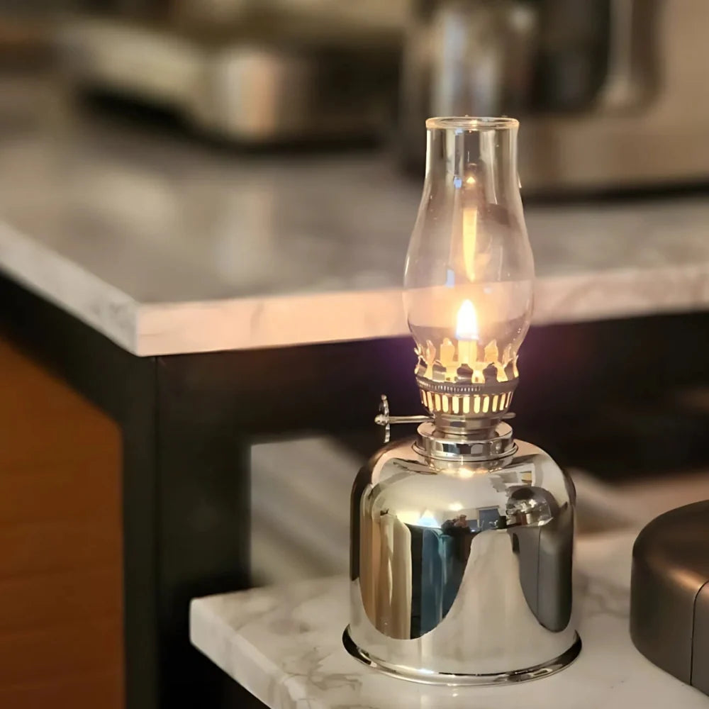 Windproof FlareCraft vintage oil lamp with electroplated iron and glass construction 10