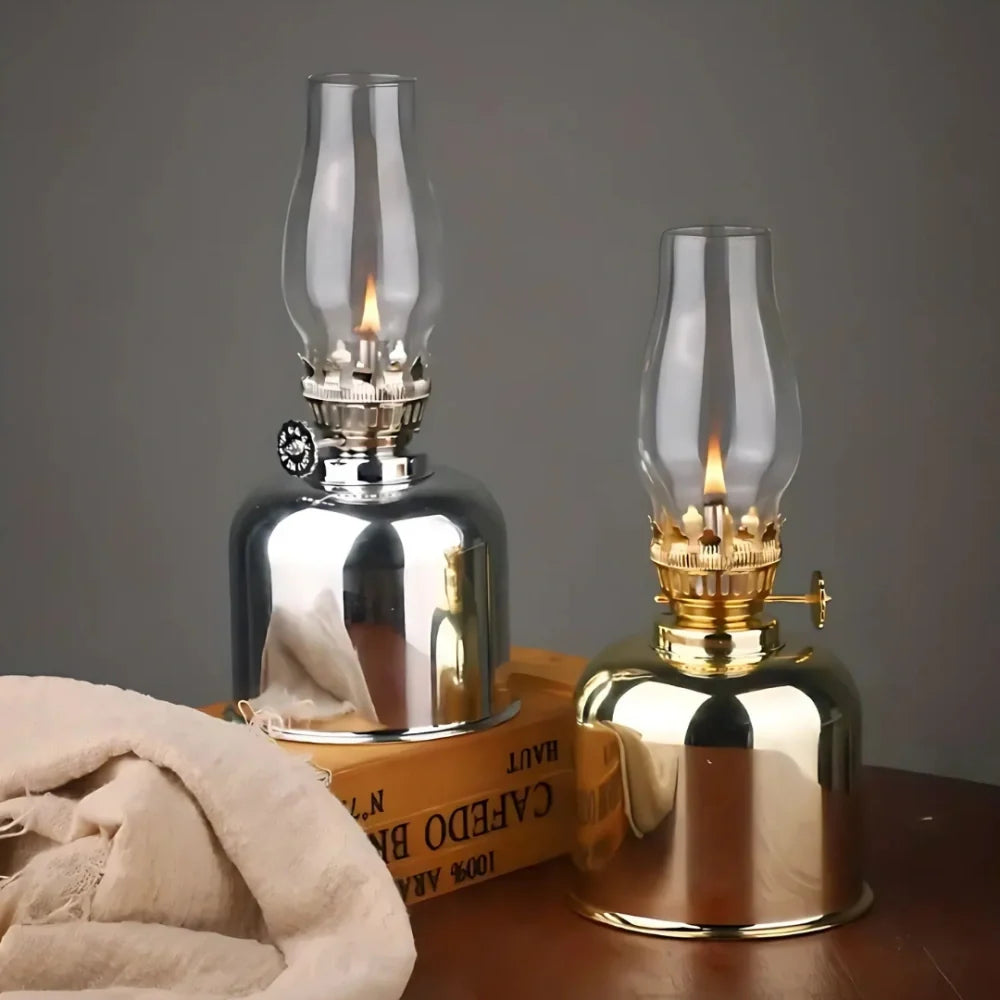 Windproof FlareCraft vintage oil lamp with electroplated iron and glass construction 12