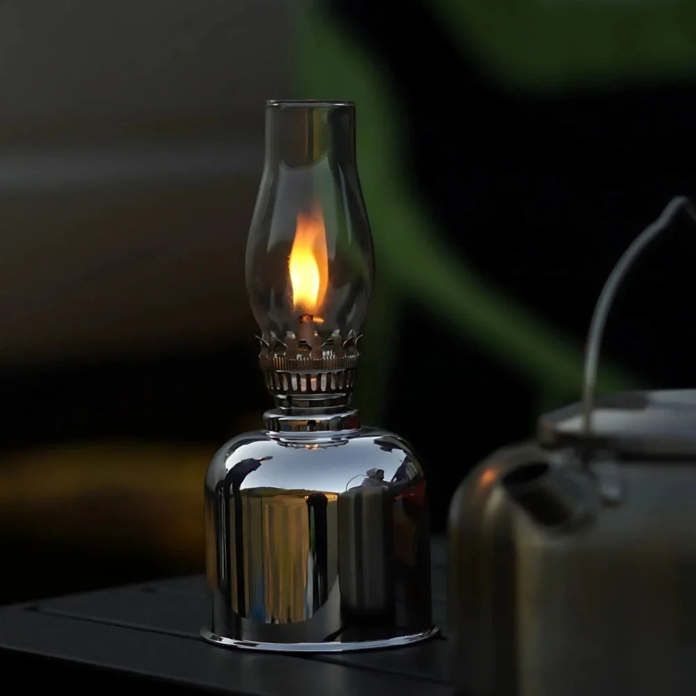 Windproof FlareCraft vintage oil lamp with electroplated iron and glass construction 14