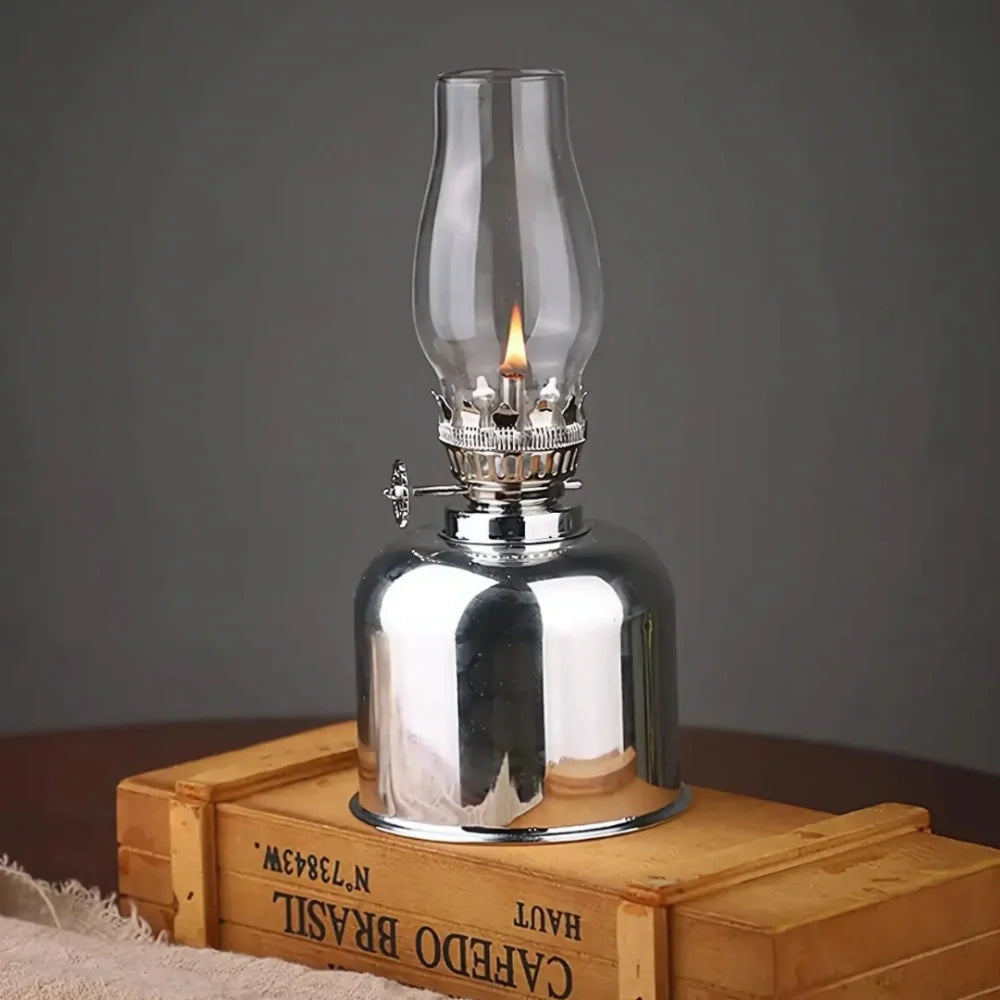 Windproof FlareCraft vintage oil lamp with electroplated iron and glass construction 2