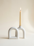 Lume Arch Ceramic Candle Holder - front view with taper