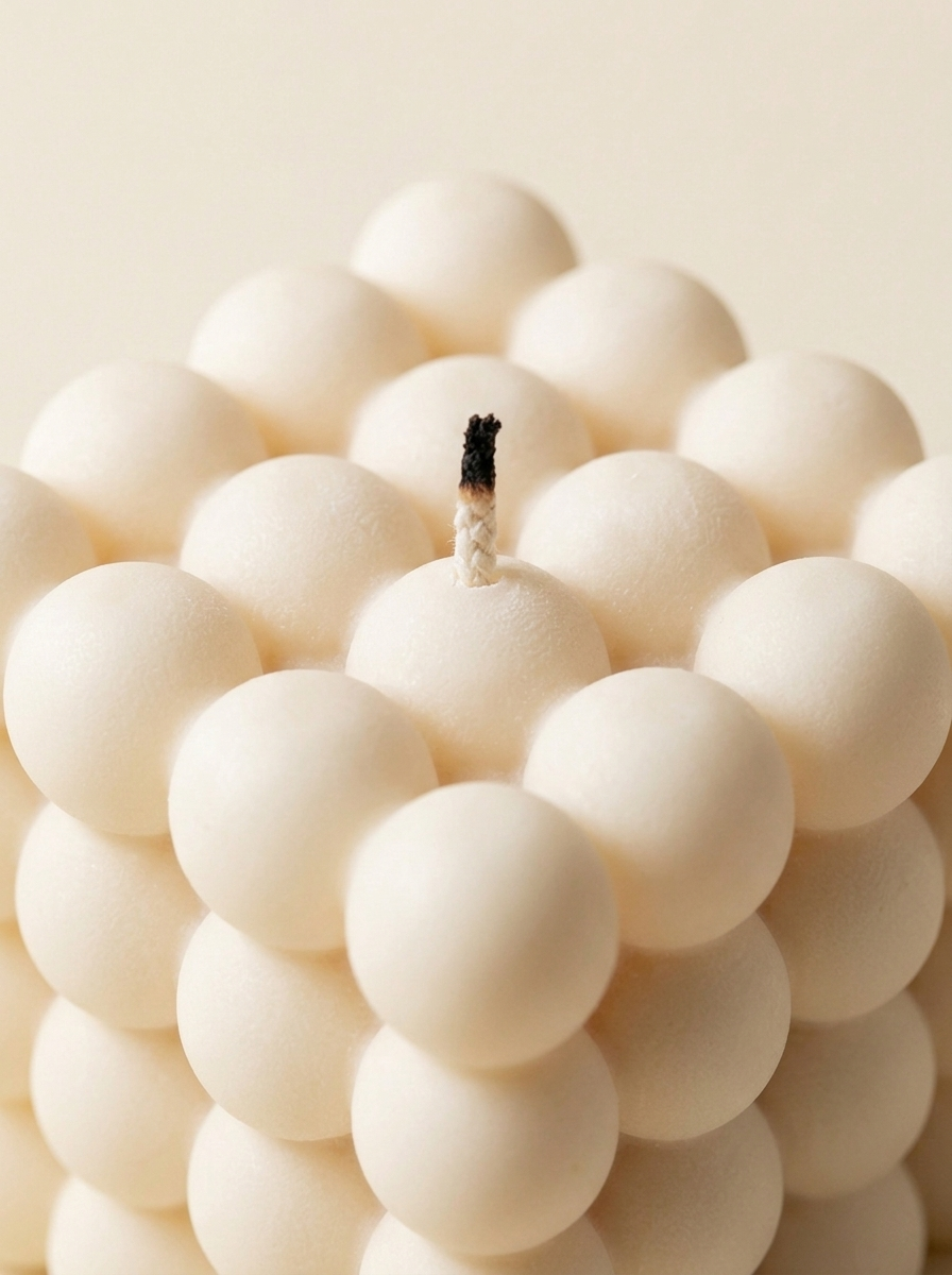 Moonstone Bubble Cube Candle - bubble texture detail
