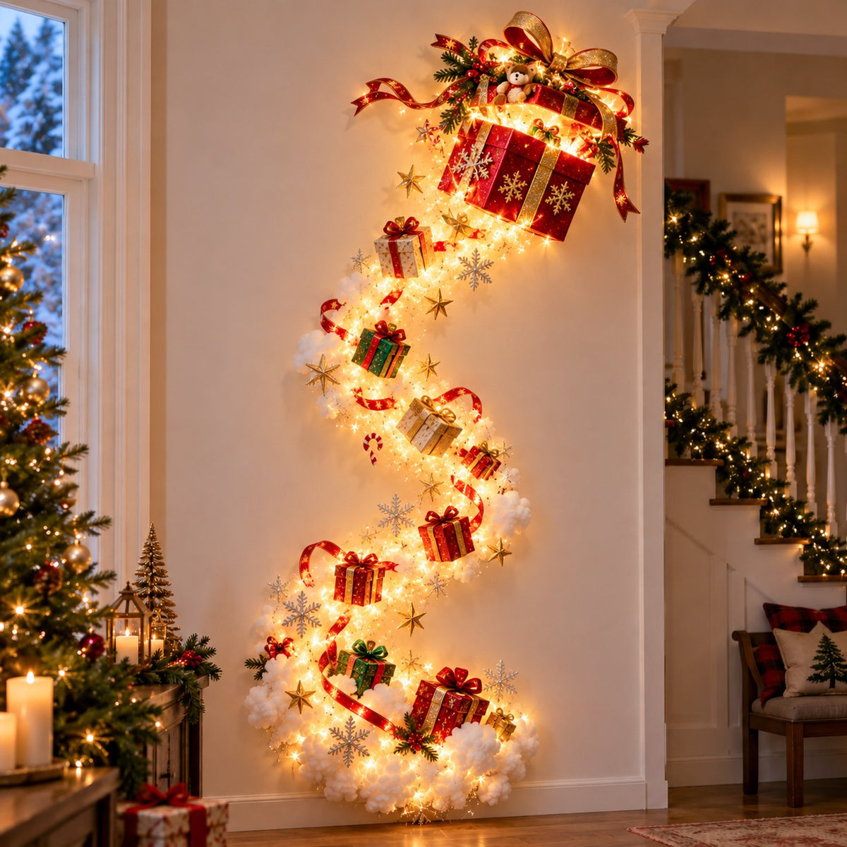 Christmas Magic Trail LED Wall Light, Festive Hanging Wall Decor