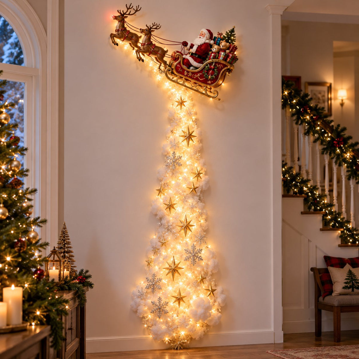 Christmas Magic Trail LED Wall Light, Festive Hanging Wall Decor