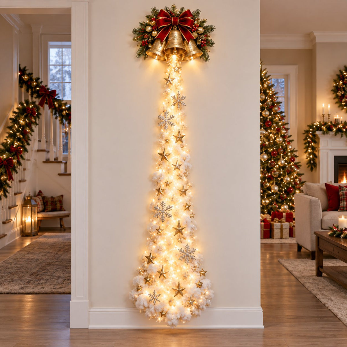 Christmas Magic Trail LED Wall Light, Festive Hanging Wall Decor