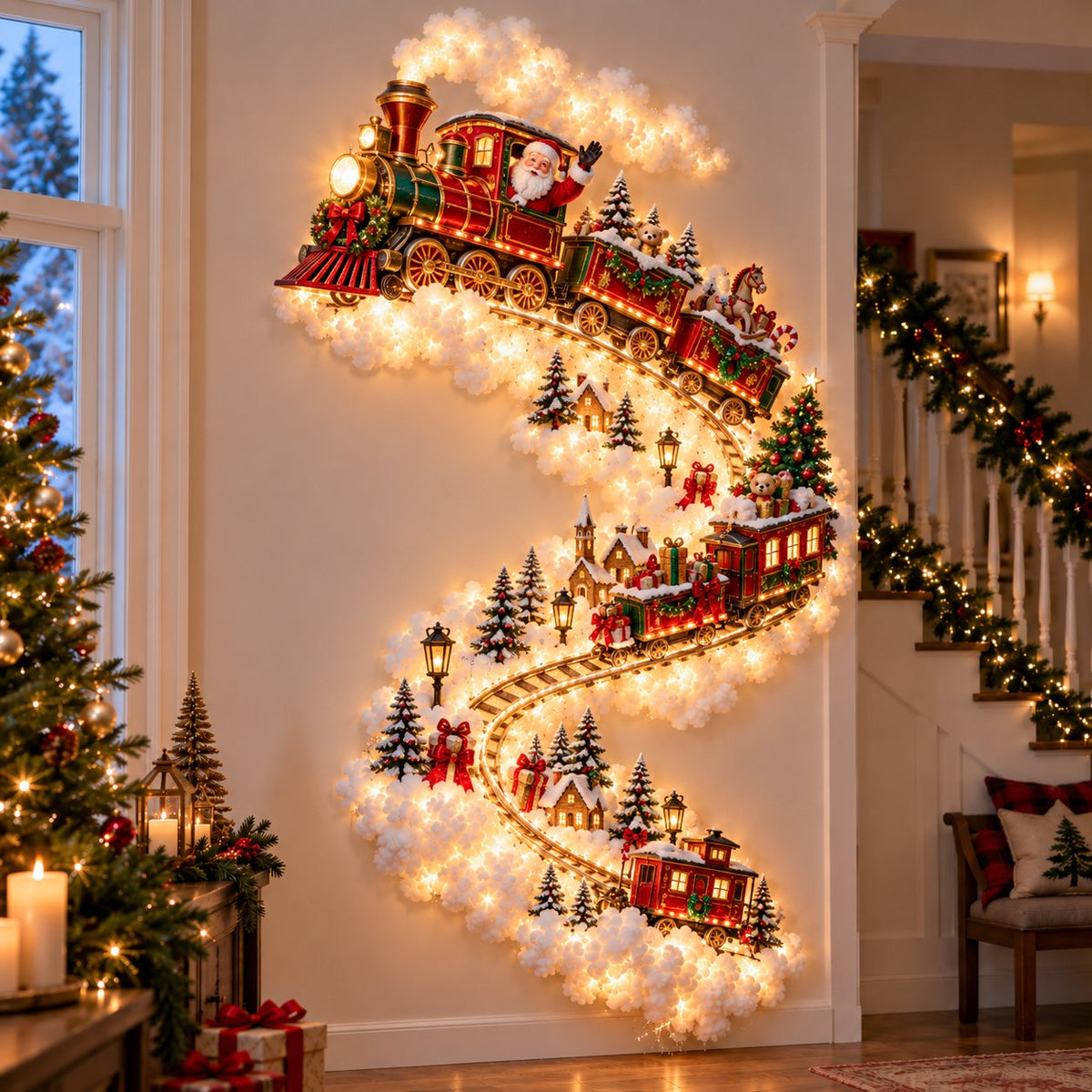 Christmas Magic Trail LED Wall Light, Festive Hanging Wall Decor