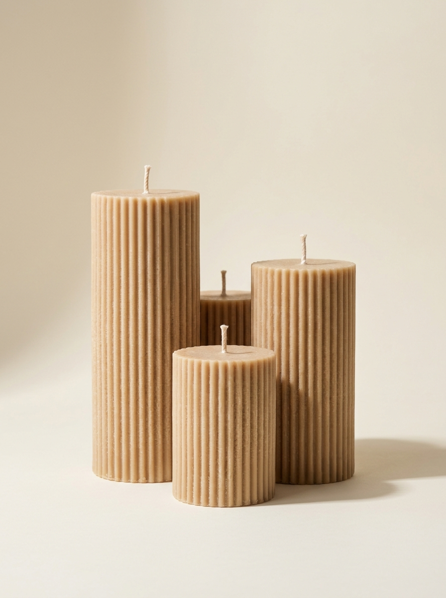 Sereno Pillar Candle Trio - three heights front view
